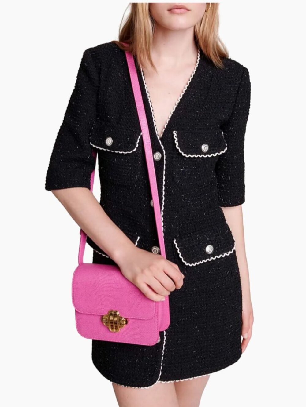 Maje Short Tweed Dress in black